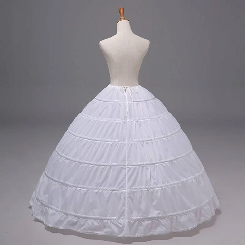Enagua larga de crinolina de 6 aros para boda, vestido de baile, falda interior, accesorios de boda, blanco y negro, novedad de 2023