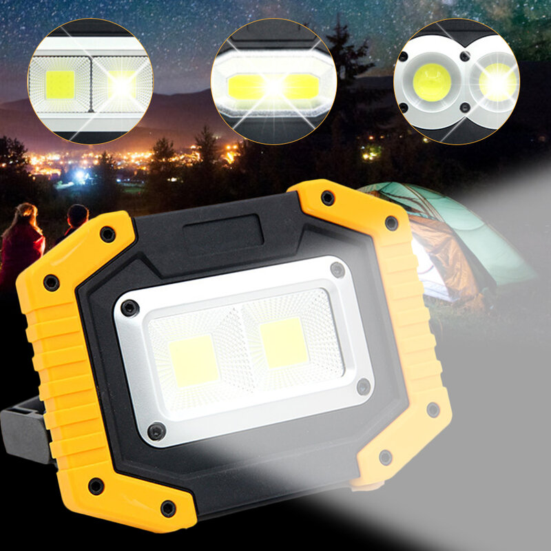 Portable COB LED Spotlight, Super Bright, Work Light, Flood Lights, recarregável para exterior, lâmpada de emergência, 18650