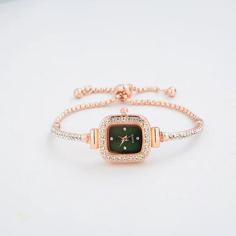 Montres en cristal de diamant pour femmes, montres-bracelets à quartz élégantes, bracelet de luxe