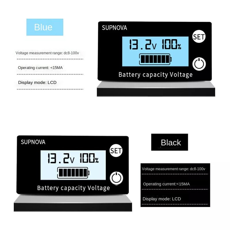 LCD LCD Voltmeter DC8-100V Battery Car Battery Level Detection Digital Display Lithium Lead Acid Battery Display