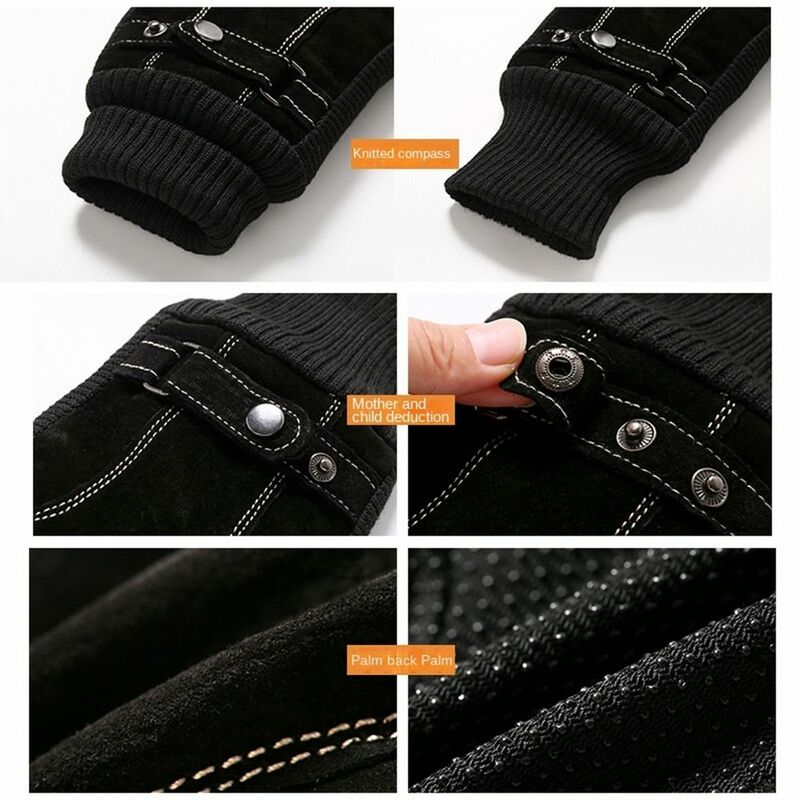 Simple Clambing Motorcycle Glove Windproof Thicken Suede Warm Riding Glove Korean Mittens PU Leather Men Gloves Winter Gloves