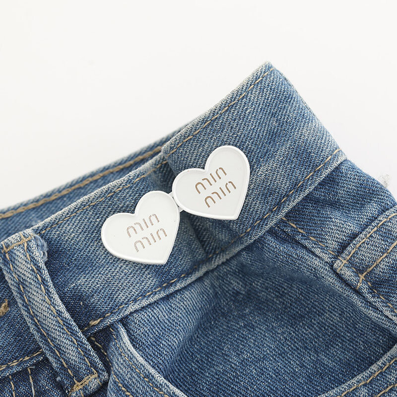Jupe et pantalon avec bouton réglable à la taille, poignées en métal en forme de cœur, bouton amovible, serrage à la taille, Cheongsam vintage, accessoires vestisens