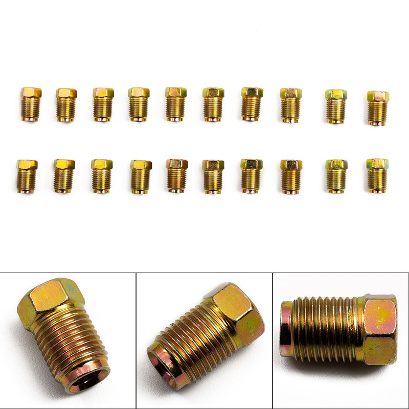 20x Brake Line Fittings Nuts Metric Zinc 10mm*1mm End Union Inverted Flares High quality Parts Accessories Kit