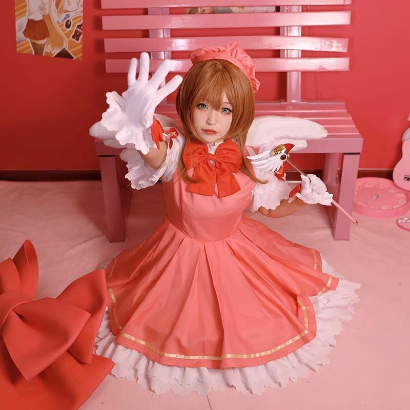Сакура косплей девушки Розовая карточка Captor Сакура КИНОМОТО Сакура принцесса платье косплей костюм лолита платье костюм для женщин