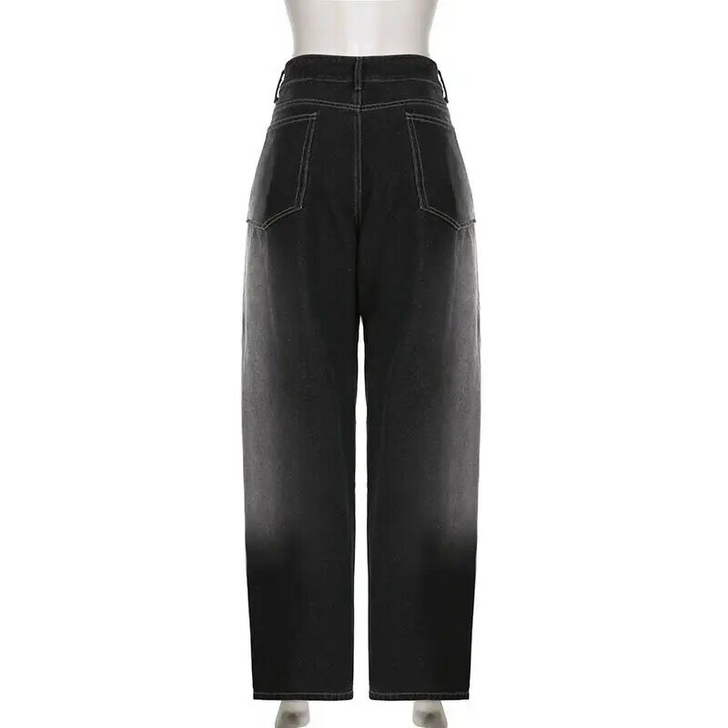 Винтажные джинсы большого размера Deeptown Y2k, свободные широкие брюки из денима в стиле Харадзюку, модные мешковатые джинсовые брюки в готическом стиле, хип-хоп, американская уличная одежда