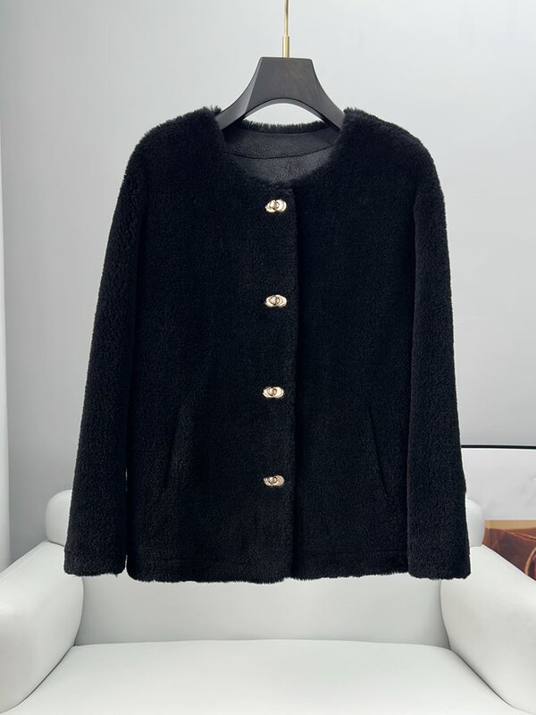 Aorice-معطف فرو صوف أصلي دافئ ، سترة أنيقة ناعمة ، موضة شتاء ، تصميم جديد ، CT337