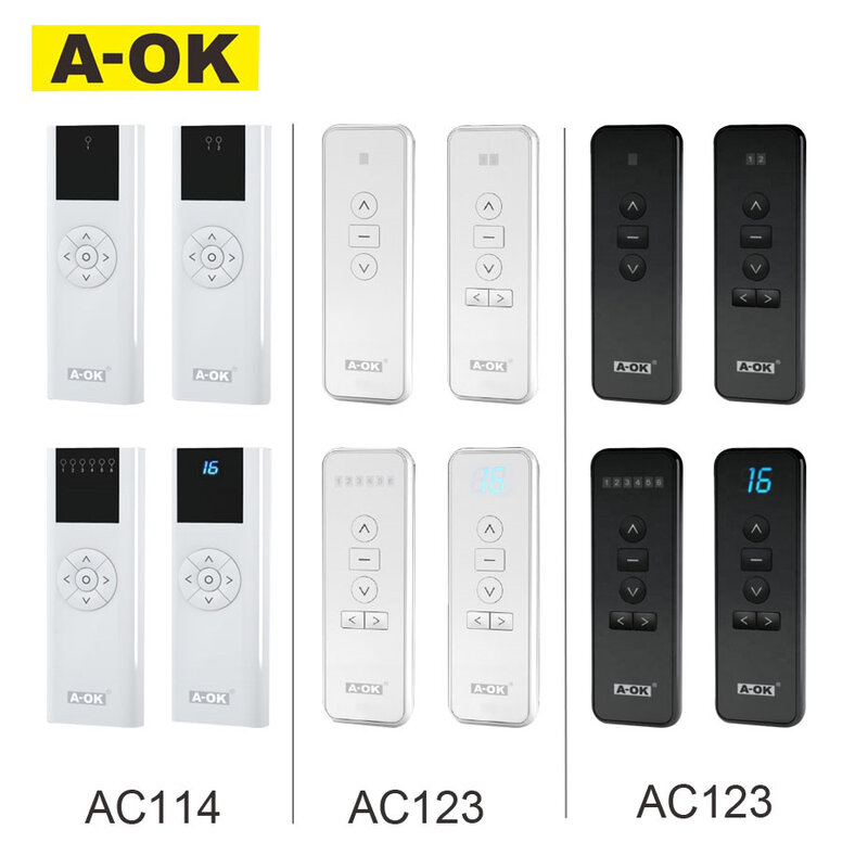 リモート制御コントローラー,A-OK rf433,ac123/ac114,1/2/6/16チャンネル,ワイヤレスガン,A-OK rf433,モーター/チューブモーター