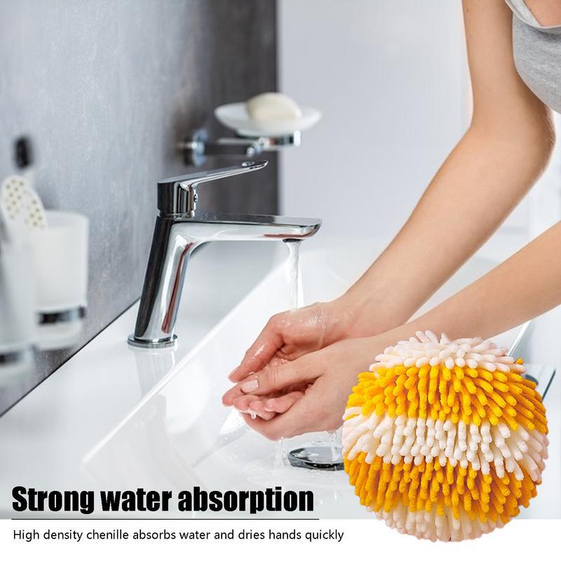 Colorful Chenille Hand Towels Ball With Hanging Loops Quick Dry Soft Absorbent Microfiber Towels For Kitchen Bathroom