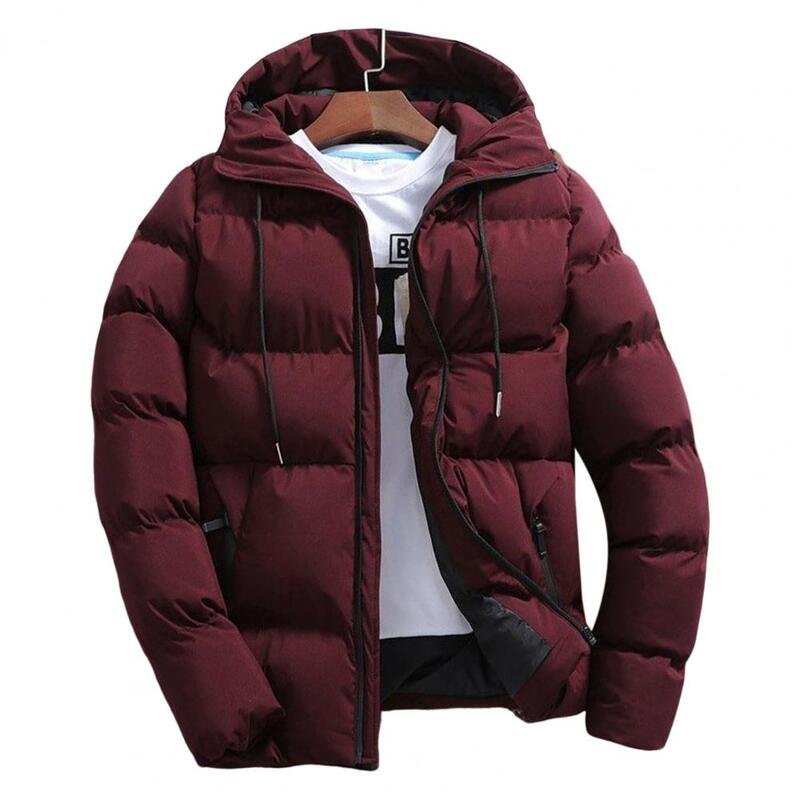Trendy Men Windbreaker Super Soft Men Coat Hooded Zipper Pockets Jacket  Keep Warm