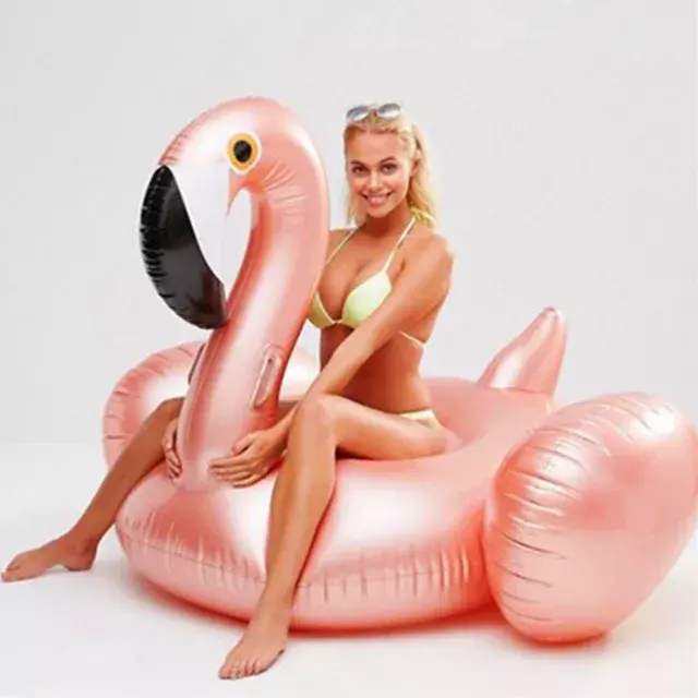 Różowe złoto dmuchany basen w kształcie flaminga Float Ride-on pływanie nadmuchiwane koło do pływania Flamingo Boia Piscina impreza przy basenie zabawki