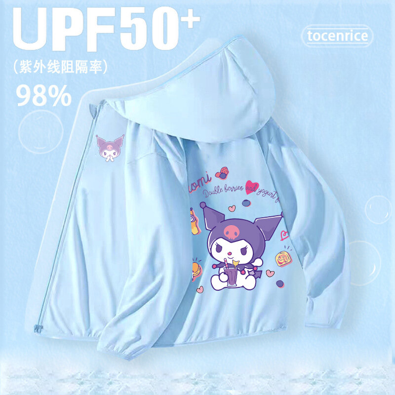 Sanrio-abrigo con capucha de Hello Kitty para niños y niñas, ropa de protección solar con dibujos animados, informal, Uv, regalo de verano