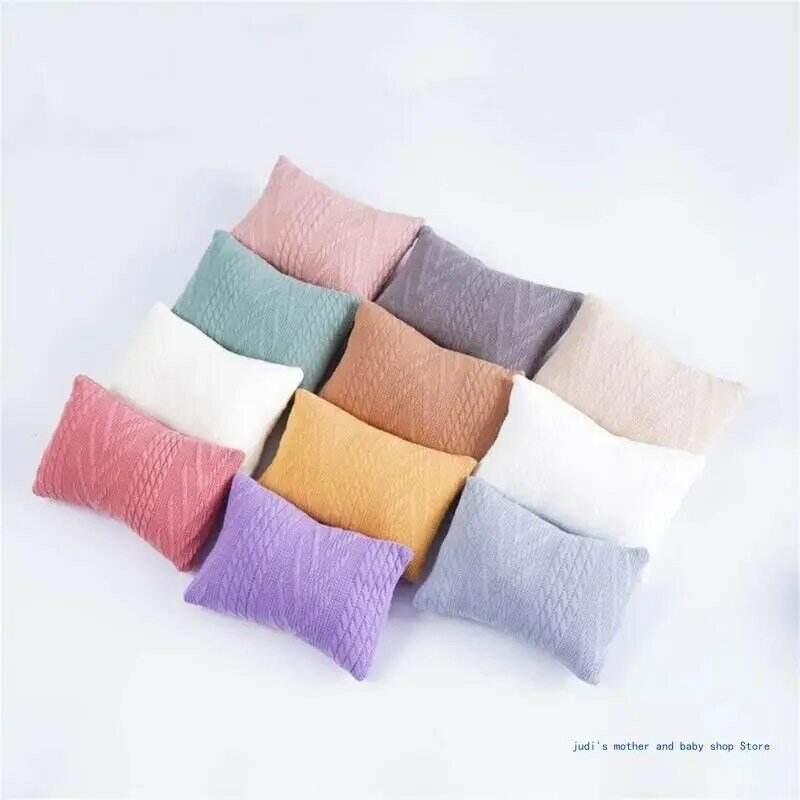 67JC Infant Photo Props Backdrop Knit Blanket Cotton Pillow Newborn Photostudio Decor
