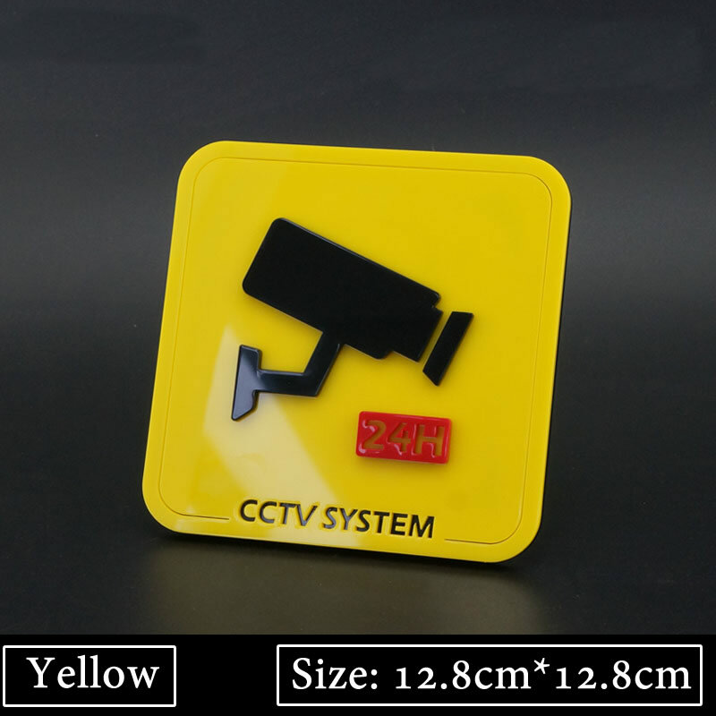 3D Shape Arcylic Warning Signs Sticker Waterproof 24 Hour Video Surveillance Sign Indoor Outdoor For CCTV Security Camera Office