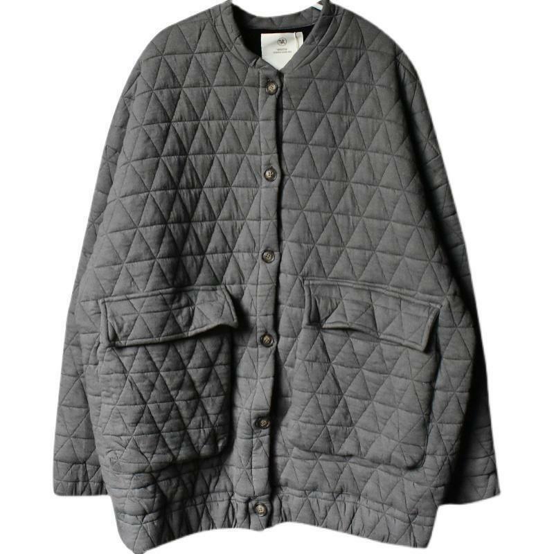 Grande treliça rhombic algodão jaqueta feminina outono e inverno 2022 nova gordura mm solto pelúcia engrossado algodão jaqueta