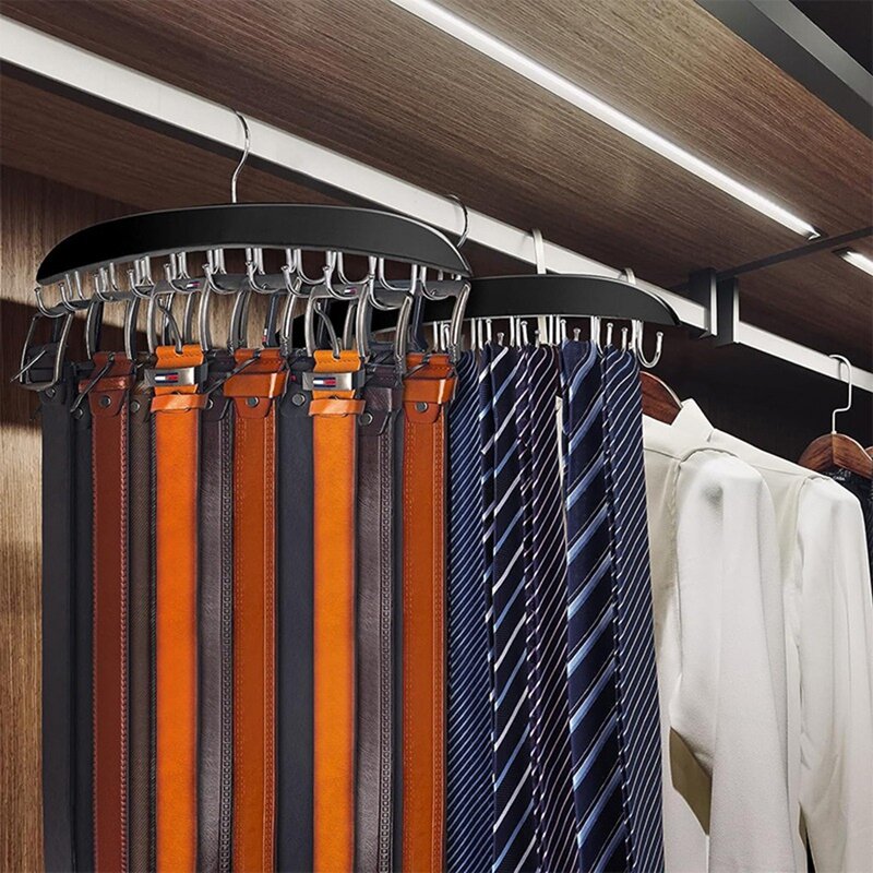 Belt Hanger Belt Organizer Closet Spare Parts With 14 Hooks Belt Rack Sturdy Wood For Closet Organizers And Storage