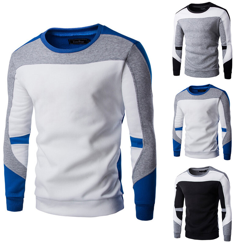Farb block Pullover Sweatshirt für Männer lässig Rundhals ausschnitt Top Langarm Sweatshirt geeignet für Frühling Herbst Winter Jahreszeiten