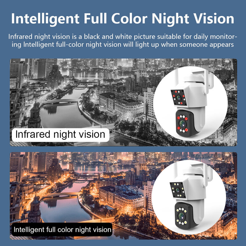 LLSEE CCTV WiFi Outdoor Camera PZT 8MP 4K 10X Zoom IP Security Camera Color Night Vision Bidirectional Call Mobile Tracking