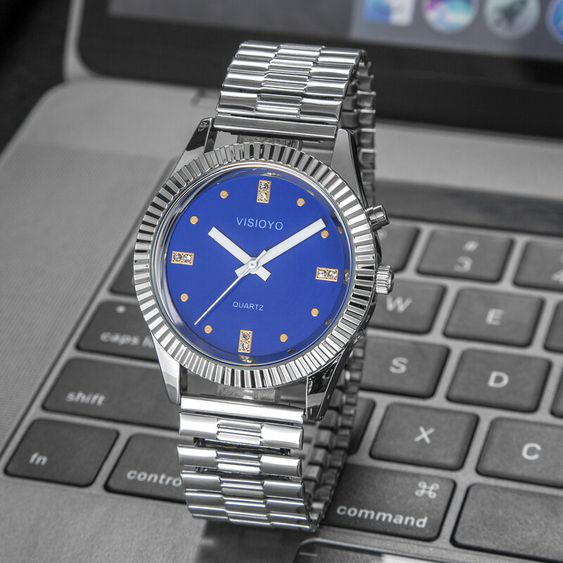 Francuski zegarek z alarmem, datą i czasem mówienia, niebieska tarcza TFSBL-30