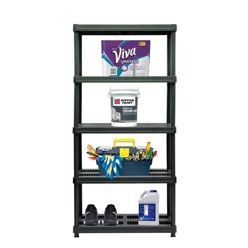 Juggernaut-estantería de almacenamiento de resina, 5 estantes, 36 "W x 18" D x 72 "H, 750 lb de capacidad, color negro