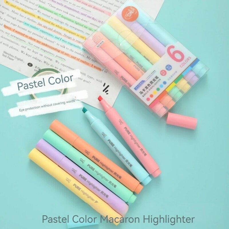 6 pz/set colore pastello Macaron evidenziatore penna pennarelli penna fluorescente disegno evidenziatori cancelleria carina materiale scolastico