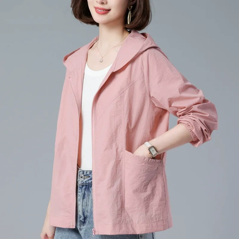 女性用防風ジャケット,日焼け止め服,女性用薄手のコート,紫外線防止シャツ,夏用ジャケット,新しい2024