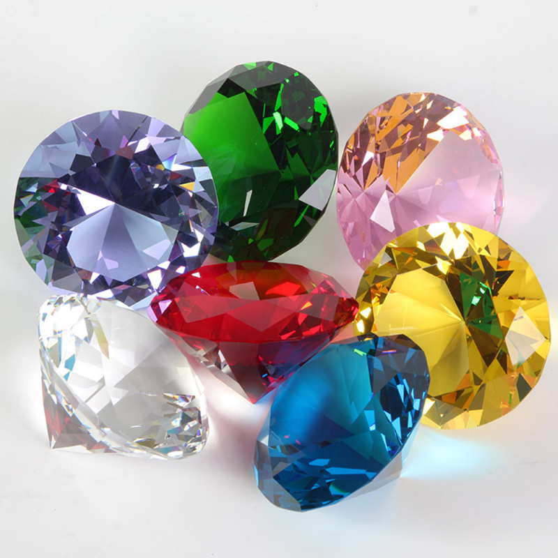 Cristal Diamante Em Forma De Paperweight Decoração, gigante Corte De Vidro Pedras Preciosas, Jóias De Casamento, Presentes De Natal, 10 Cores