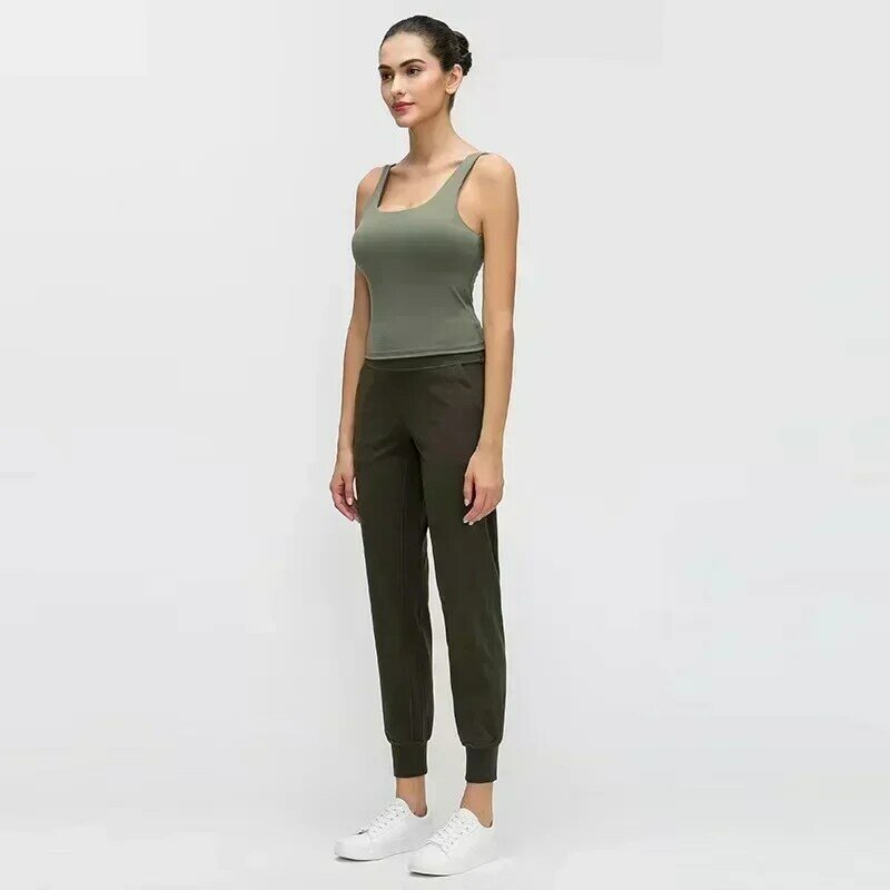Женские спортивные штаны для бега, с высокой талией и эластичным поясом