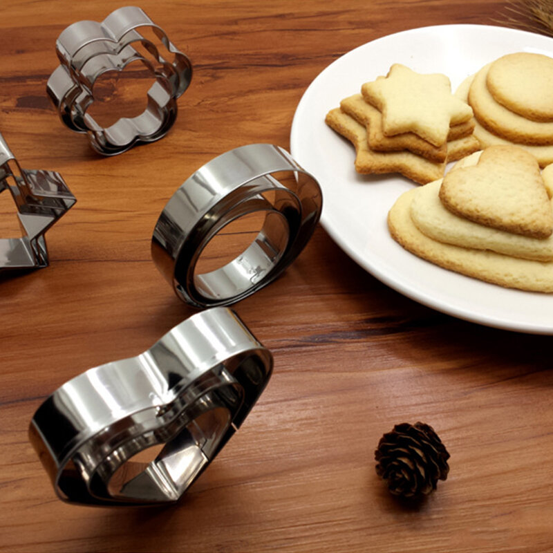 Металлическая мини-форма для печенья, геометрические формы для печенья, набор для легкого прессования, форма для выпечки