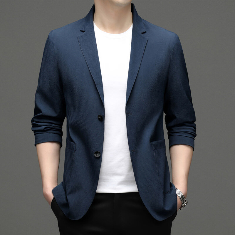 جاكيت بدلة صغيرة غير رسمي للرجال ، بلون واحد ، نحيف ، نسخة كورية ، من من من أزياء الرجال