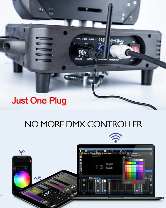 Controlador DMX WIFI inalámbrico 2,4G, Compatible con aplicaciones que usan el protocolo ArtNet/sACN