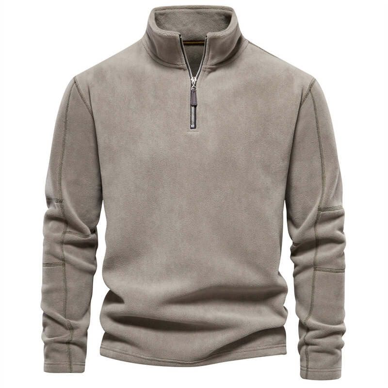Men's Windbreaker Jackets For Men Zipper Neck Pullover Brand Quality Thicken Warm Fleece Men's Sweatshirt Winter Men Clothing