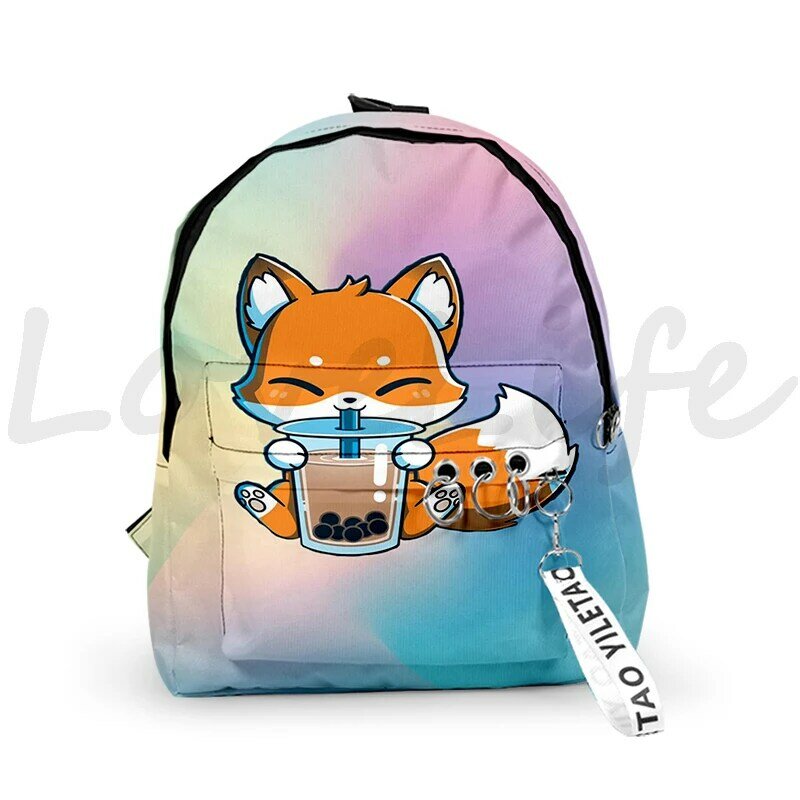 Novos animais boba chá mochila para meninas meninos estudantes anime saco de escola crianças bookbag chaveiro mochilas de viagem notebook