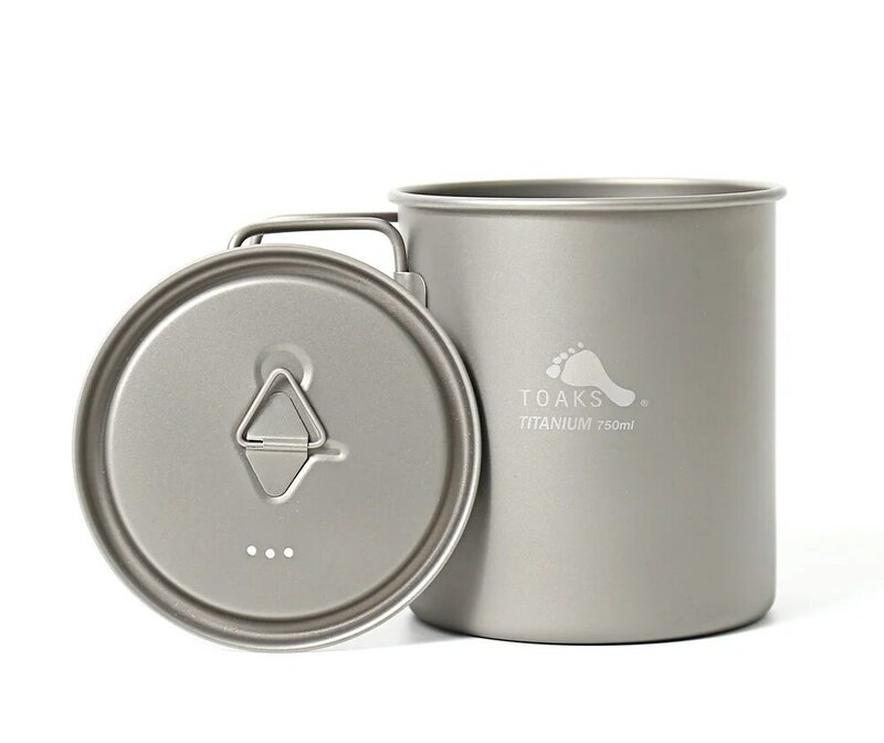 TOAKS Titanium Pot POT-750, Cup Ultralight Outdoor Mug with Lid and Foldable Handle Camping Cookware 750ml 103g