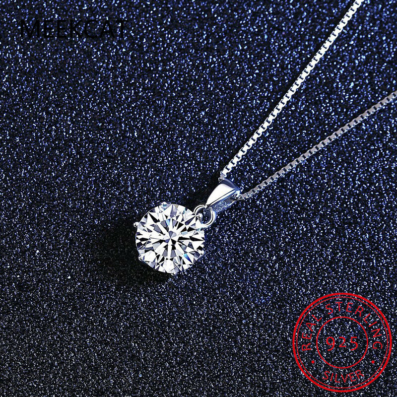 1 2 Carat Real Moissanite Pendant Necklace For Women 6 Prong 100% 925 Sterling Silver Wedding Party Bridal Fine Jewelry