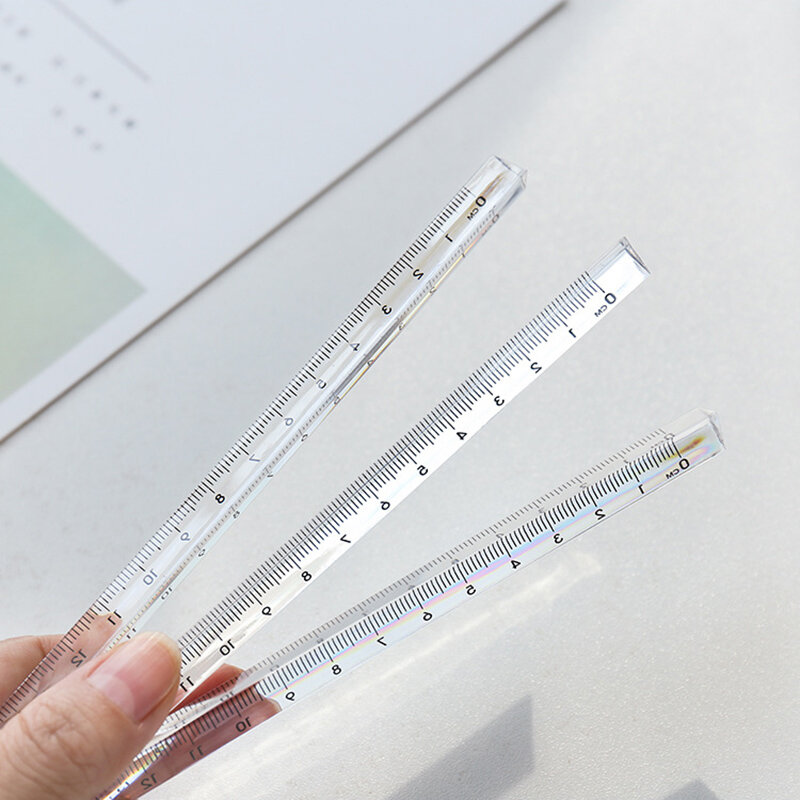 Simple Transparent Three-Square Ruler 15cm 20cm Students Drawing Measurement Ruler Exam Office School Supplies Kawaii Stationery