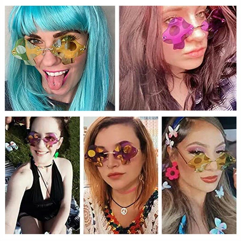 2024 New Mushroom Sunglasses Fashion Retro Rimless Unique Sun Glasses for Girls and Boys Steampunk Sunglasses Shades Eyeglasses