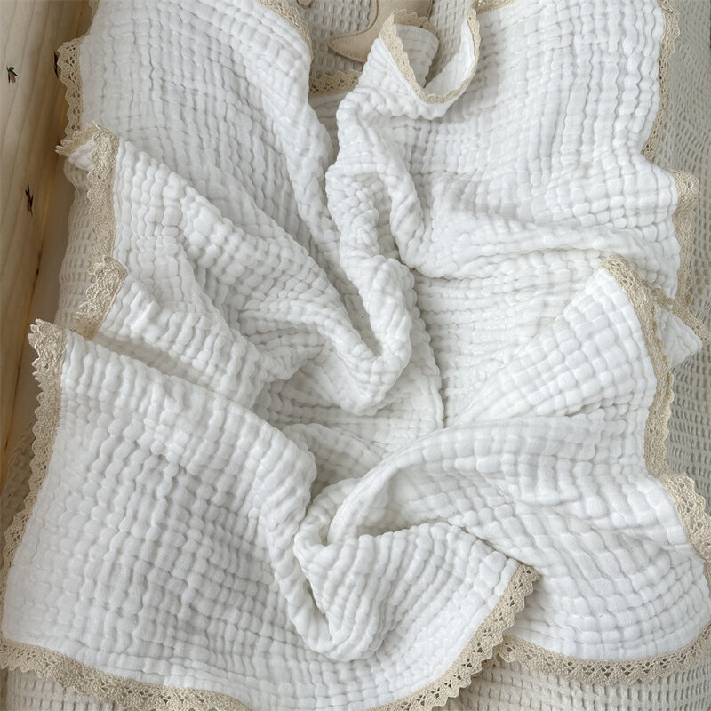 Couverture en mousseline pour nouveau-né, 6 couches, emmaillotage rond et doux, serviette de bain pour enfants, poussette CPull, couvertures reçues