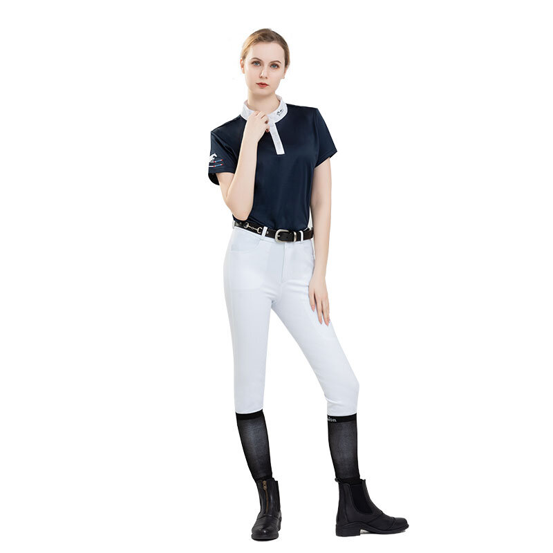 Cavassion-White Horse Riding T Shirt for Adults, Female Equestrian Clothing, Luxury, High Quality