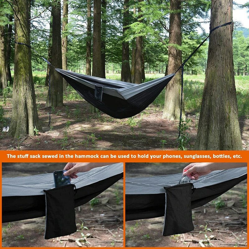 102x5 5 polegada duplo acampamento hammock com 2 cintas de árvore parachute portátil leve hammock balanço para mochila ao ar livre praia