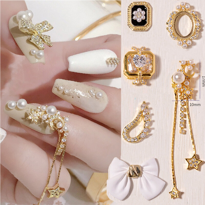 Dijes de nudo de lazo de flor de ala DIY de lujo, 3D diamantes de imitación de uñas, joyería de uñas, herramientas de manicura, decoraciones de Arte de uñas