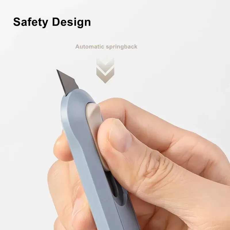 Pisau utilitas pemotong kotak Mini portabel, SK5 pisau logam pemotong pembuka kertas saku dapat ditarik otomatis