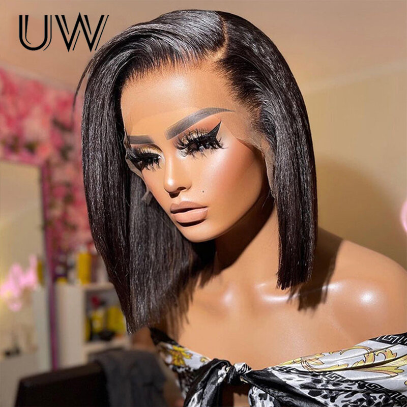 13x4 Straight Short Human Hair Wigs Bob Lace Frontal Wigs for Black Women 180 Density Pre Plucked Brazilian Remy 4x4 New In Wigs