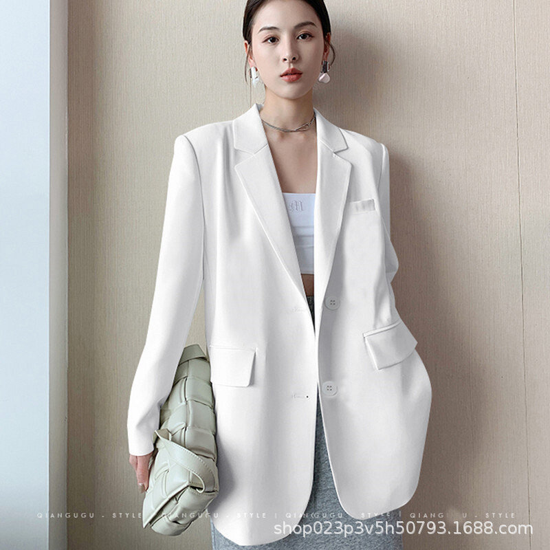 UNXX-blazer branco pequeno para mulheres, jaqueta casual solta, terno simples, senhora do escritório, pequena, alta qualidade, venda quente, nova, 2023
