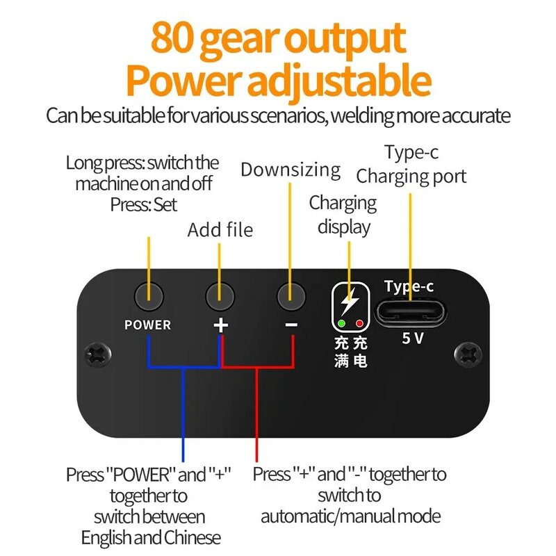 80 gears saldatrice a punti regolabile portatile Display digitale portatile Mini saldatrice a punti grilletto automatico per batteria 18650
