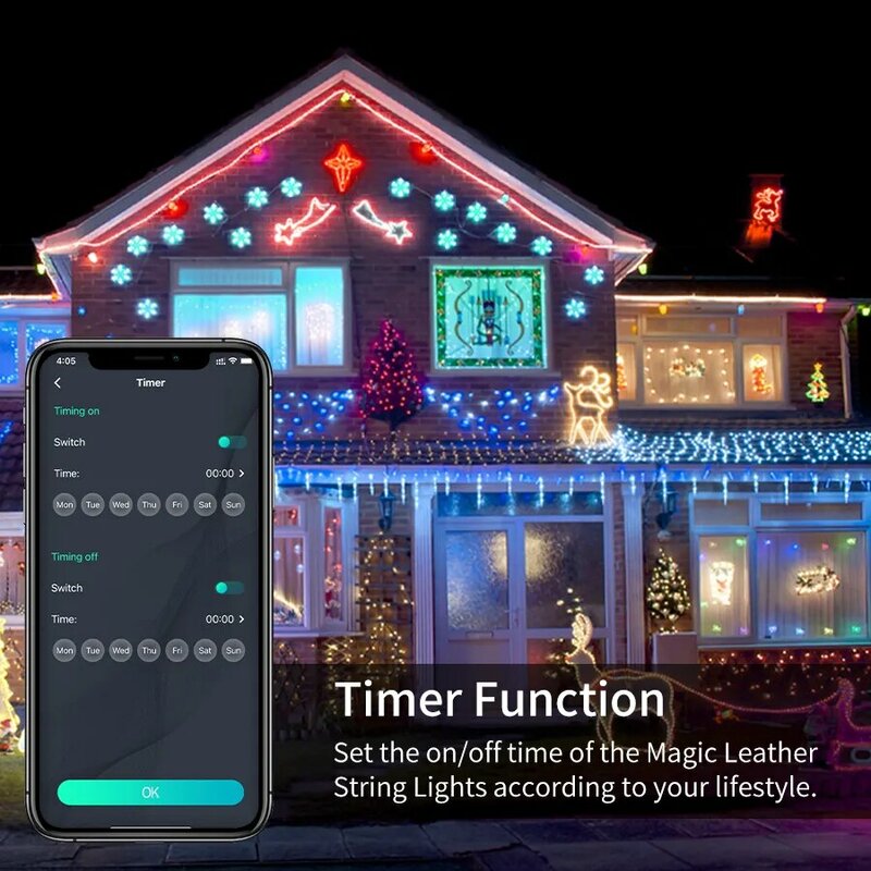 Guirxiété lumineuse LED RGBIC WS2812B RGB, 20m, lumières de Noël dégradées, Bluetooth, USB, 5V, adressable, musique