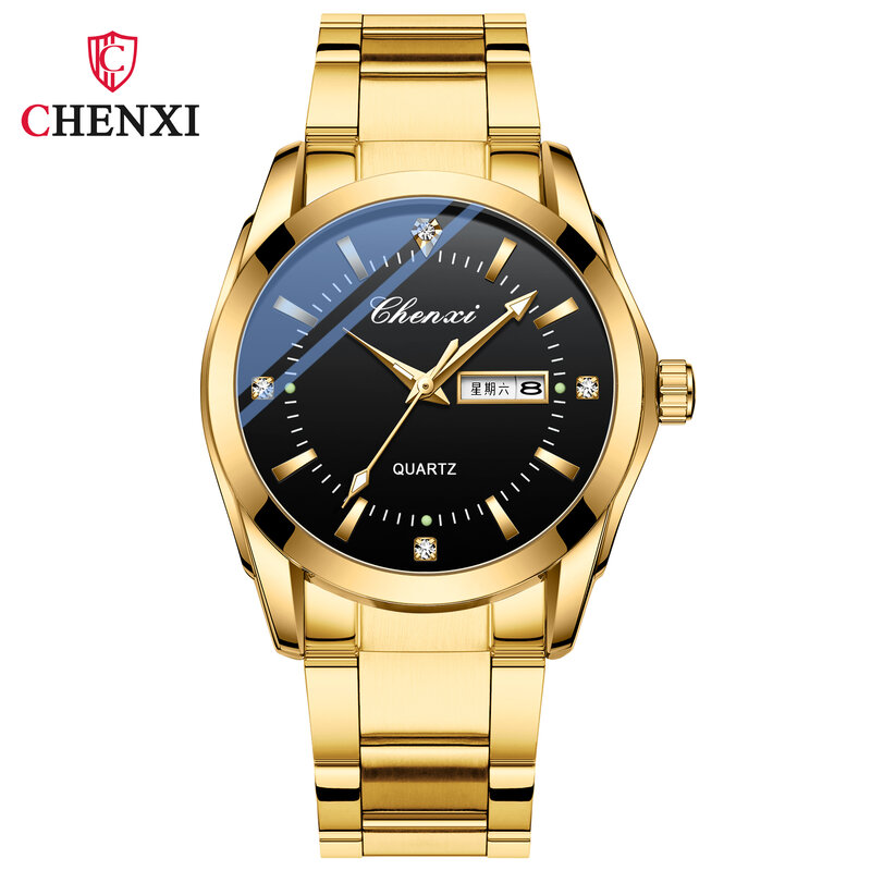 Chenxi-Relógios de aço inoxidável impermeáveis para homens e mulheres, relógio de luxo, conjuntos de casal, moda, 2023