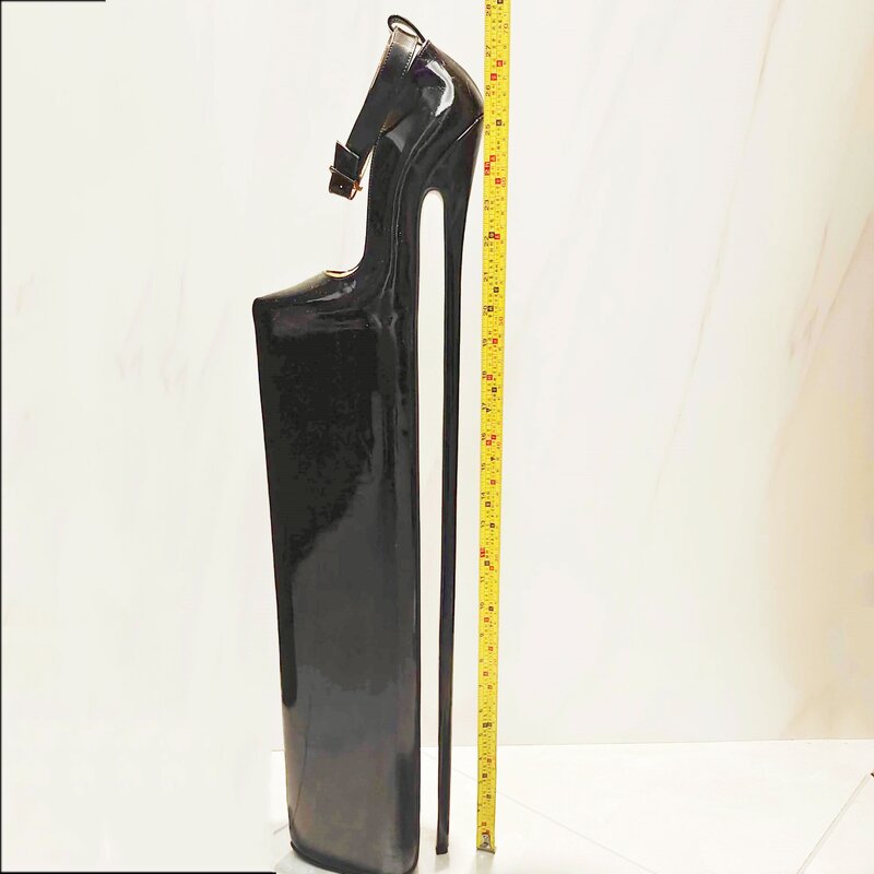 Zapatos de tacón de aguja de cuero genuino, tacones de plataforma, Punta puntiaguda, altura Sexy, talla estadounidense 5-13, 25,6 pulgadas