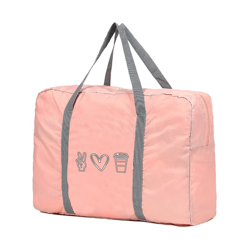 Sacos de viagem dobrável organizador masculino bagagem unissex saco de armazenamento de roupas copo amor gesto padrão duffle bolsa feminina bolsas tote