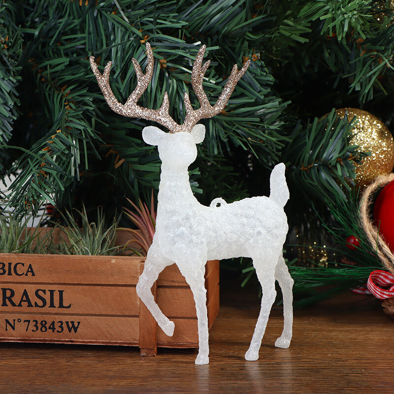 Figuras de reno con soporte dorado, adornos de mesa elegantes, cristal, alce brillante, ciervo brillante, pastel de bricolaje, Navidad, bonitos