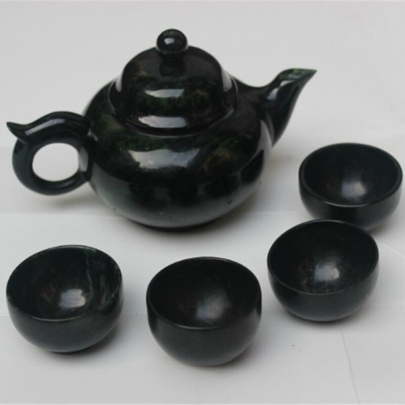 Set da tè in giada verde scuro teiera tazza da tè vari magneti attivi decorazione Set da tè in giada verde scuro